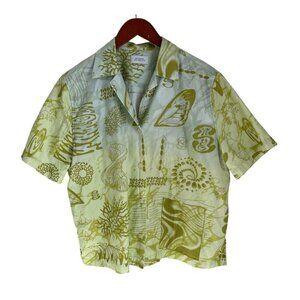 Saturdays New York City Mens Short-Sleeve Button-Up Shirt Abstract Green Print X